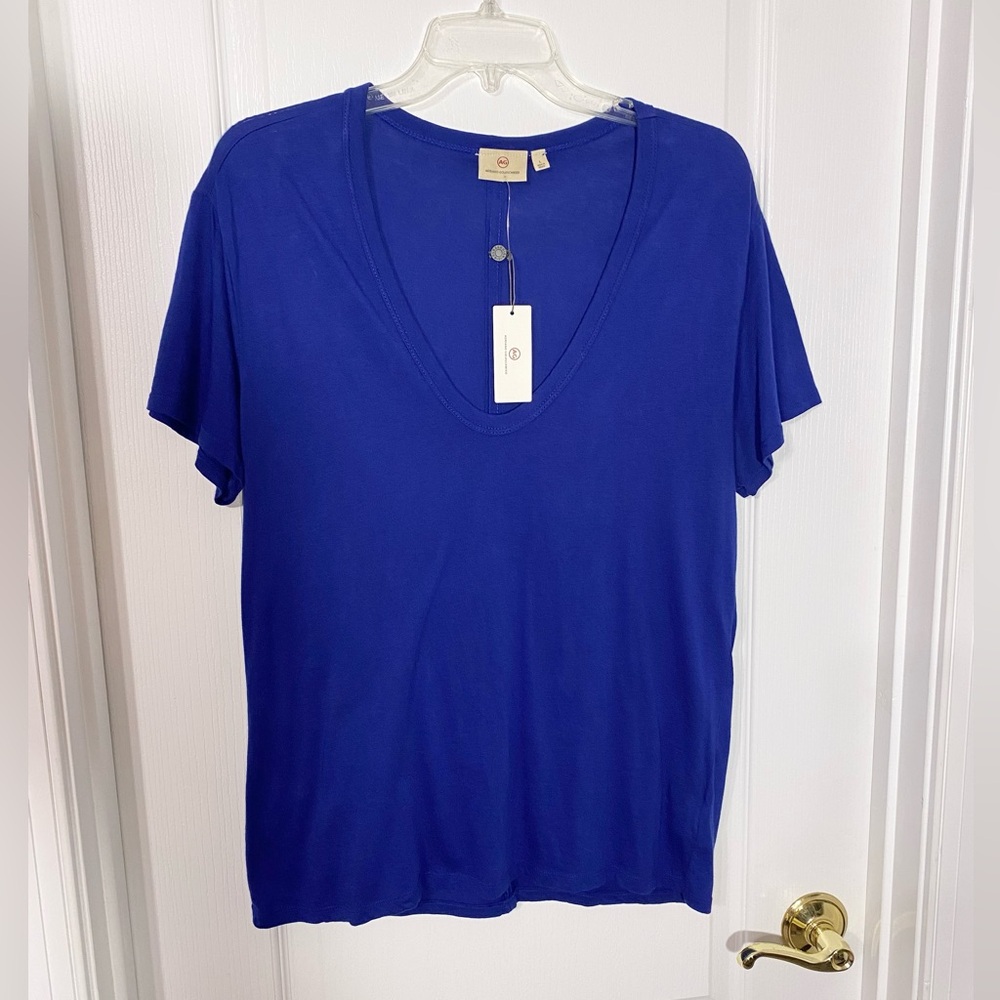 AG Henson Double Tuck Seam Back Tee Blue Large Adriano Goldschmied